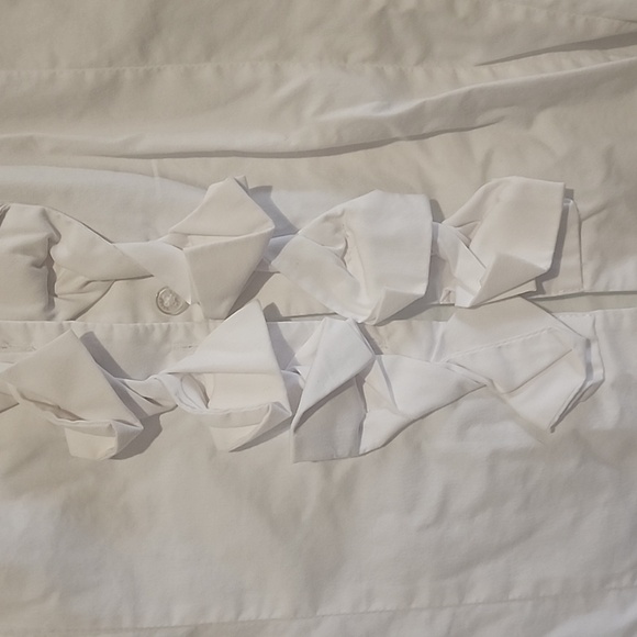 Express White Ruffled Button Down Shirt - Picture 4 of 5